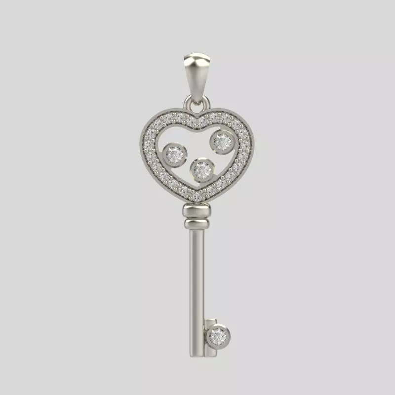 Women Pendant key design with diamonds 3dm stl 3D print model 3D print model_0