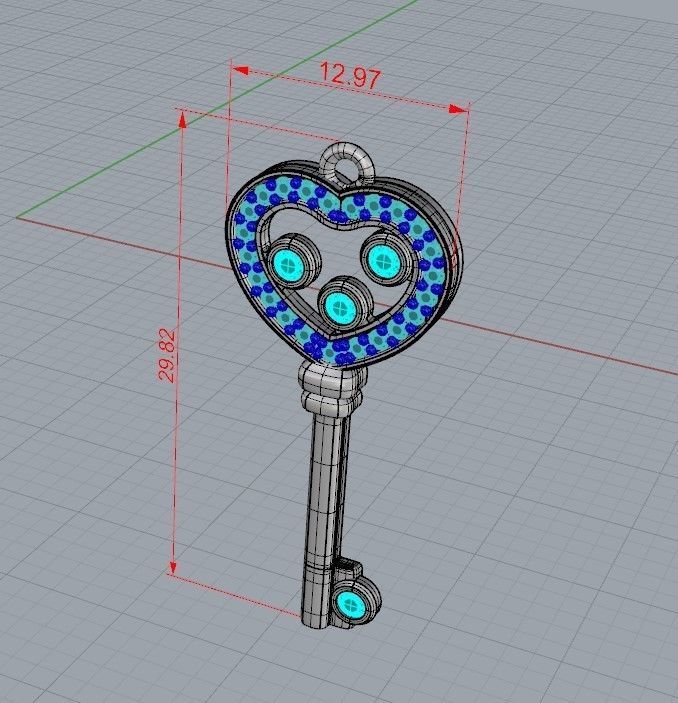 Women Pendant key design with diamonds 3dm stl 3D print model 3D print model_19