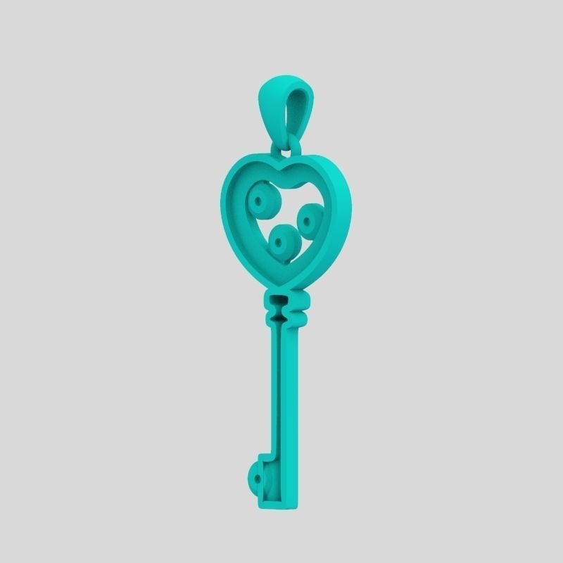 Women Pendant key design with diamonds 3dm stl 3D print model 3D print model_16