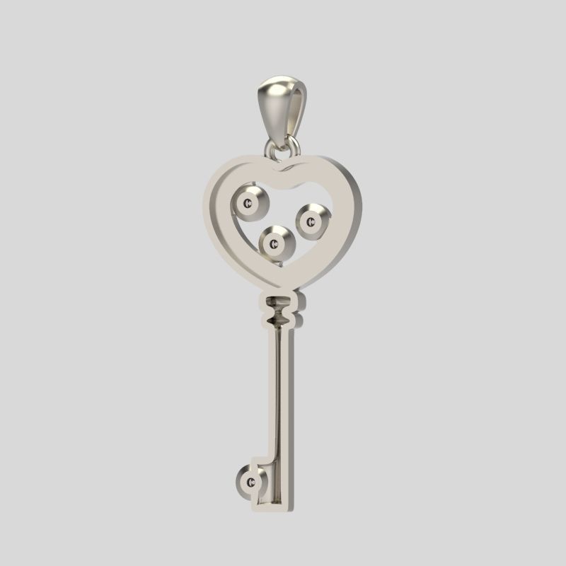 Women Pendant key design with diamonds 3dm stl 3D print model 3D print model_7