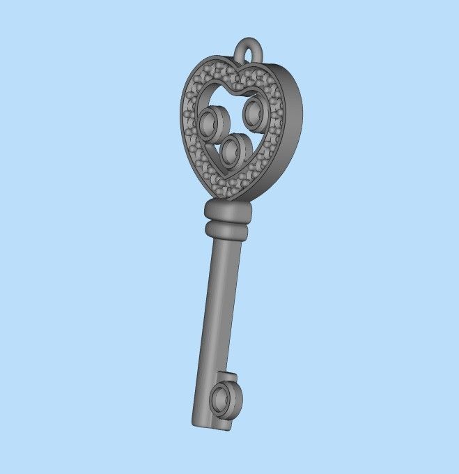 Women Pendant key design with diamonds 3dm stl 3D print model 3D print model_24