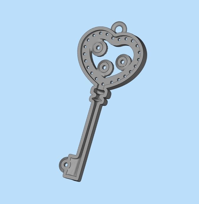 Women Pendant key design with diamonds 3dm stl 3D print model 3D print model_27