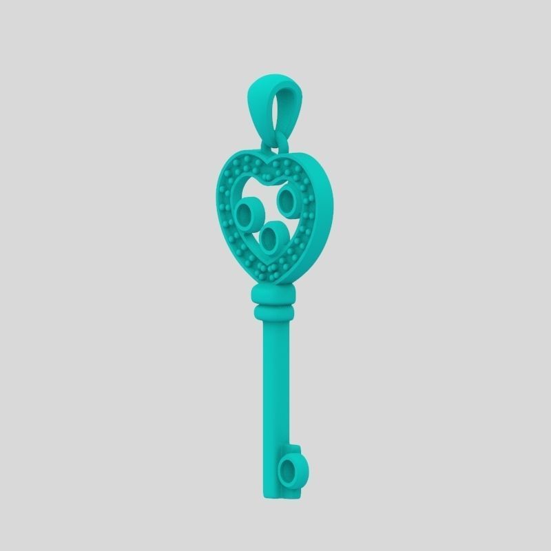 Women Pendant key design with diamonds 3dm stl 3D print model 3D print model_12
