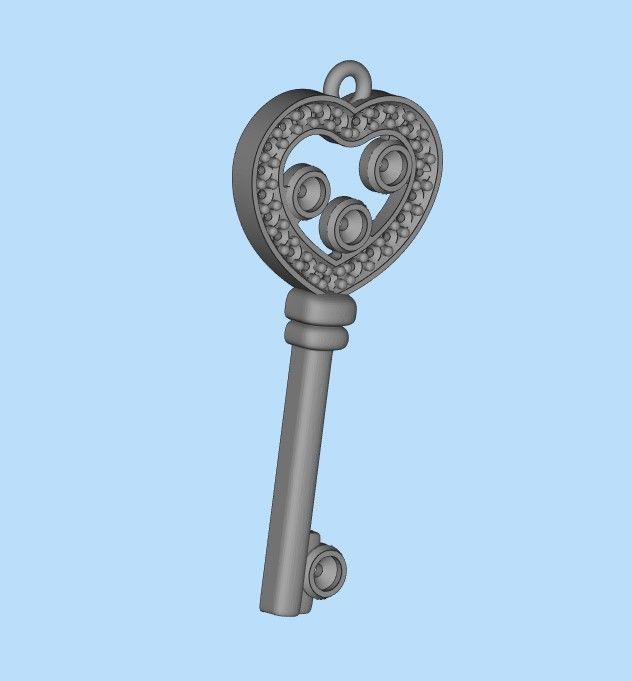 Women Pendant key design with diamonds 3dm stl 3D print model 3D print model_25