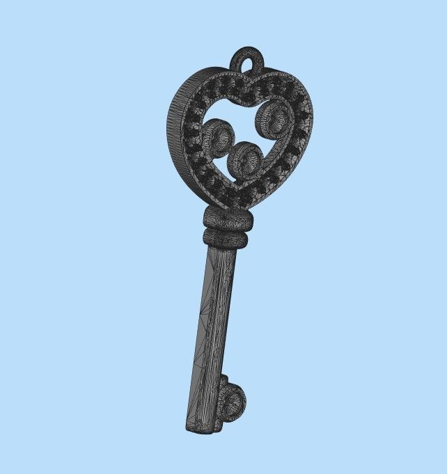 Women Pendant key design with diamonds 3dm stl 3D print model 3D print model_26