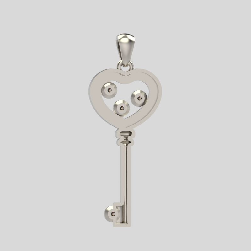 Women Pendant key design with diamonds 3dm stl 3D print model 3D print model_6