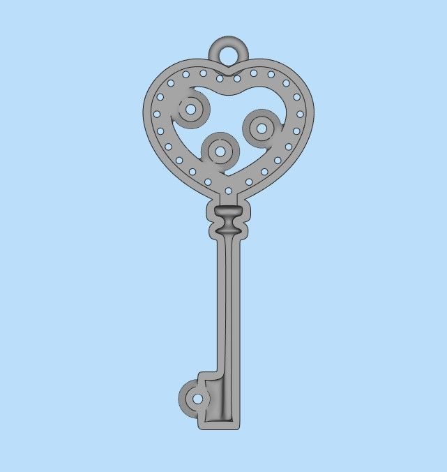 Women Pendant key design with diamonds 3dm stl 3D print model 3D print model_22