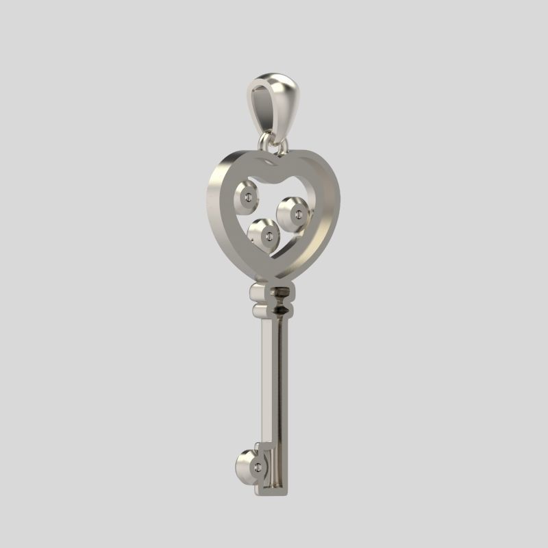 Women Pendant key design with diamonds 3dm stl 3D print model 3D print model_5
