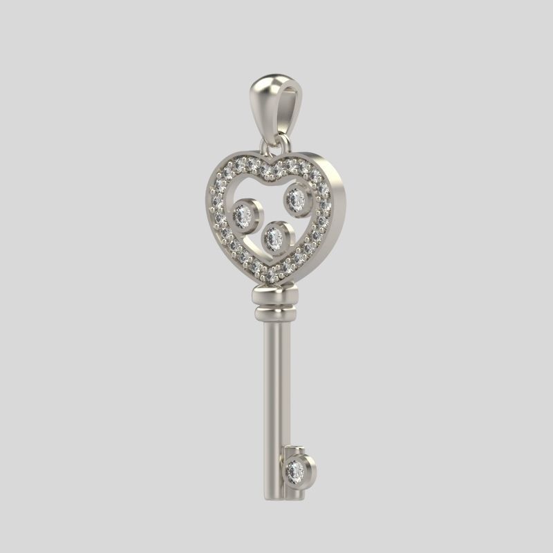 Women Pendant key design with diamonds 3dm stl 3D print model 3D print model_2