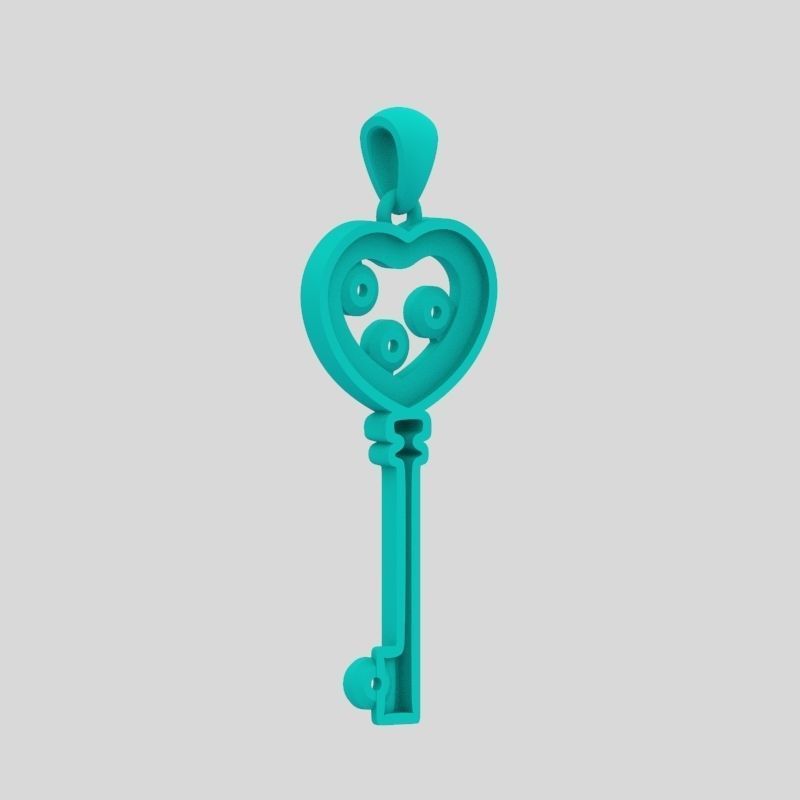 Women Pendant key design with diamonds 3dm stl 3D print model 3D print model_14