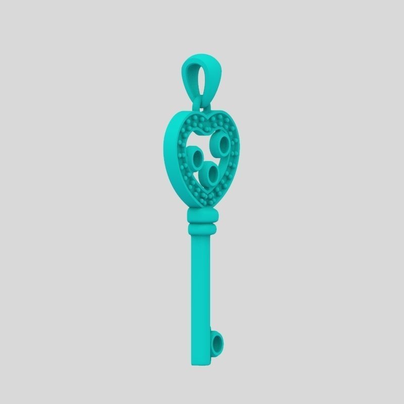 Women Pendant key design with diamonds 3dm stl 3D print model 3D print model_10