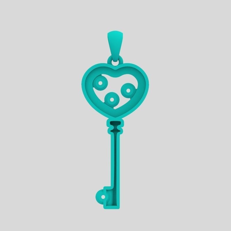 Women Pendant key design with diamonds 3dm stl 3D print model 3D print model_15