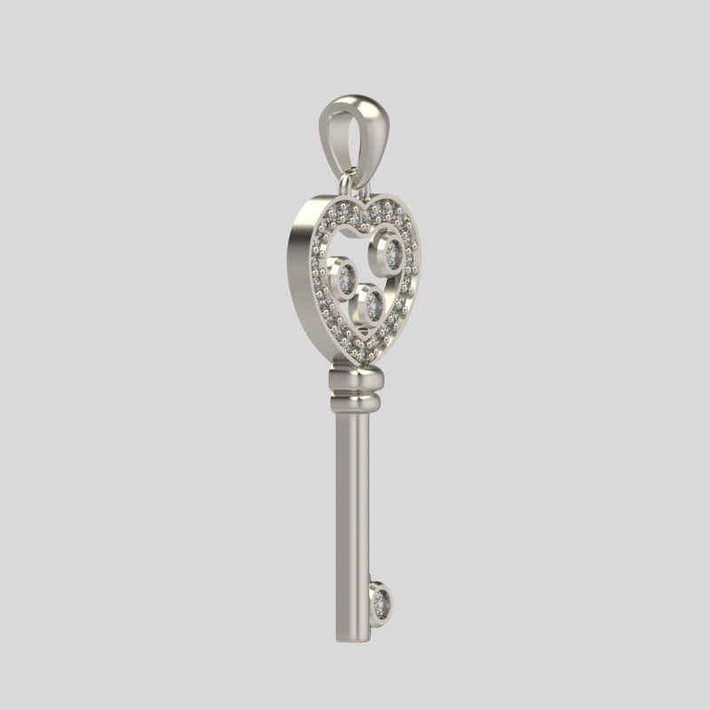 Women Pendant key design with diamonds 3dm stl 3D print model 3D print model_9