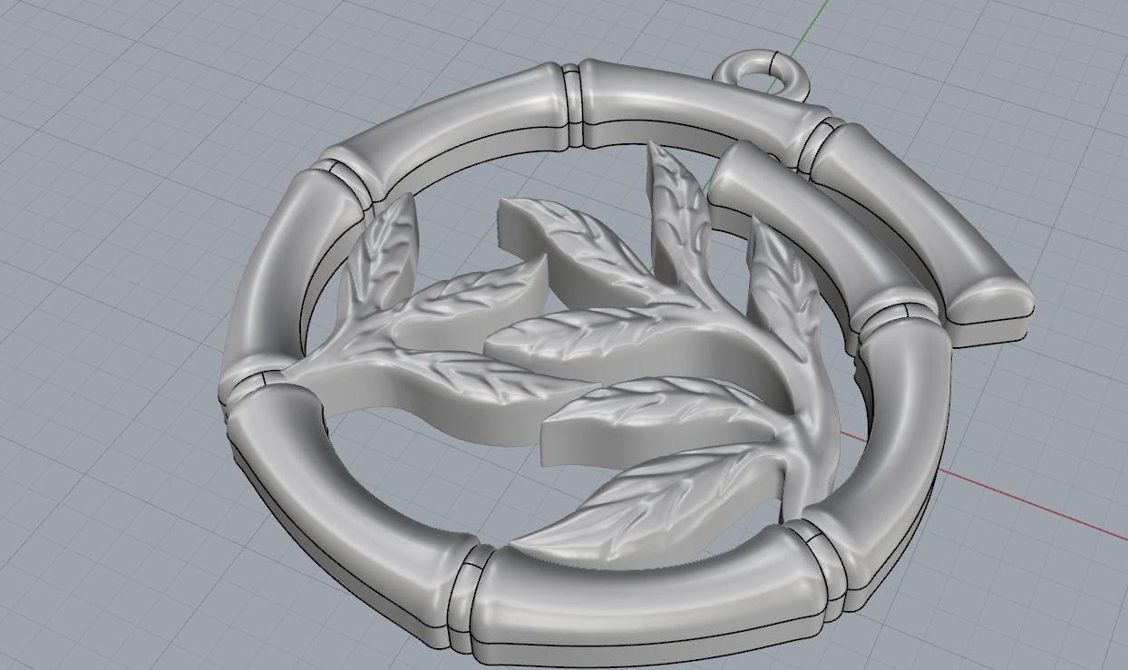 Pendant Bamboo 3D print model_2