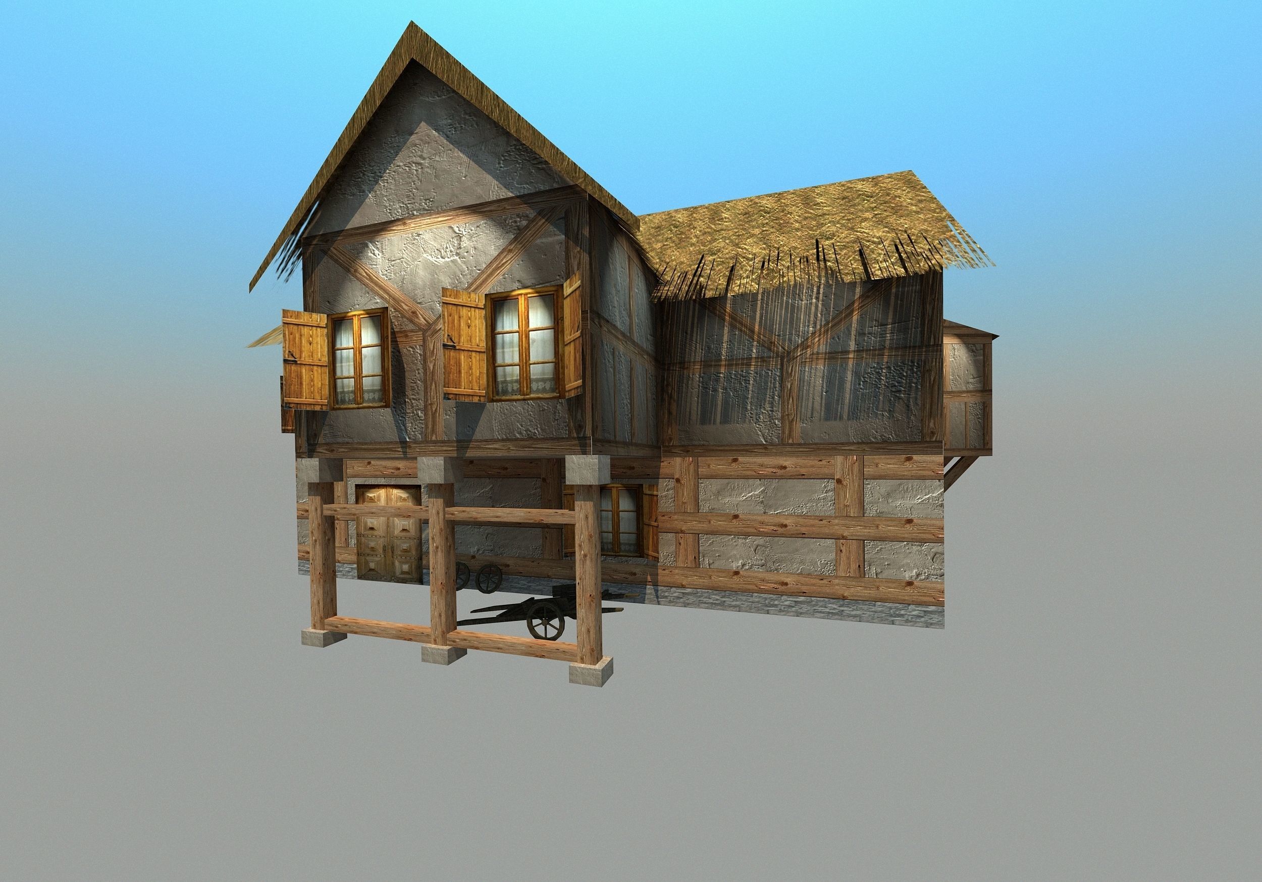 Medieval house - Low poly Low-poly 3D model_1