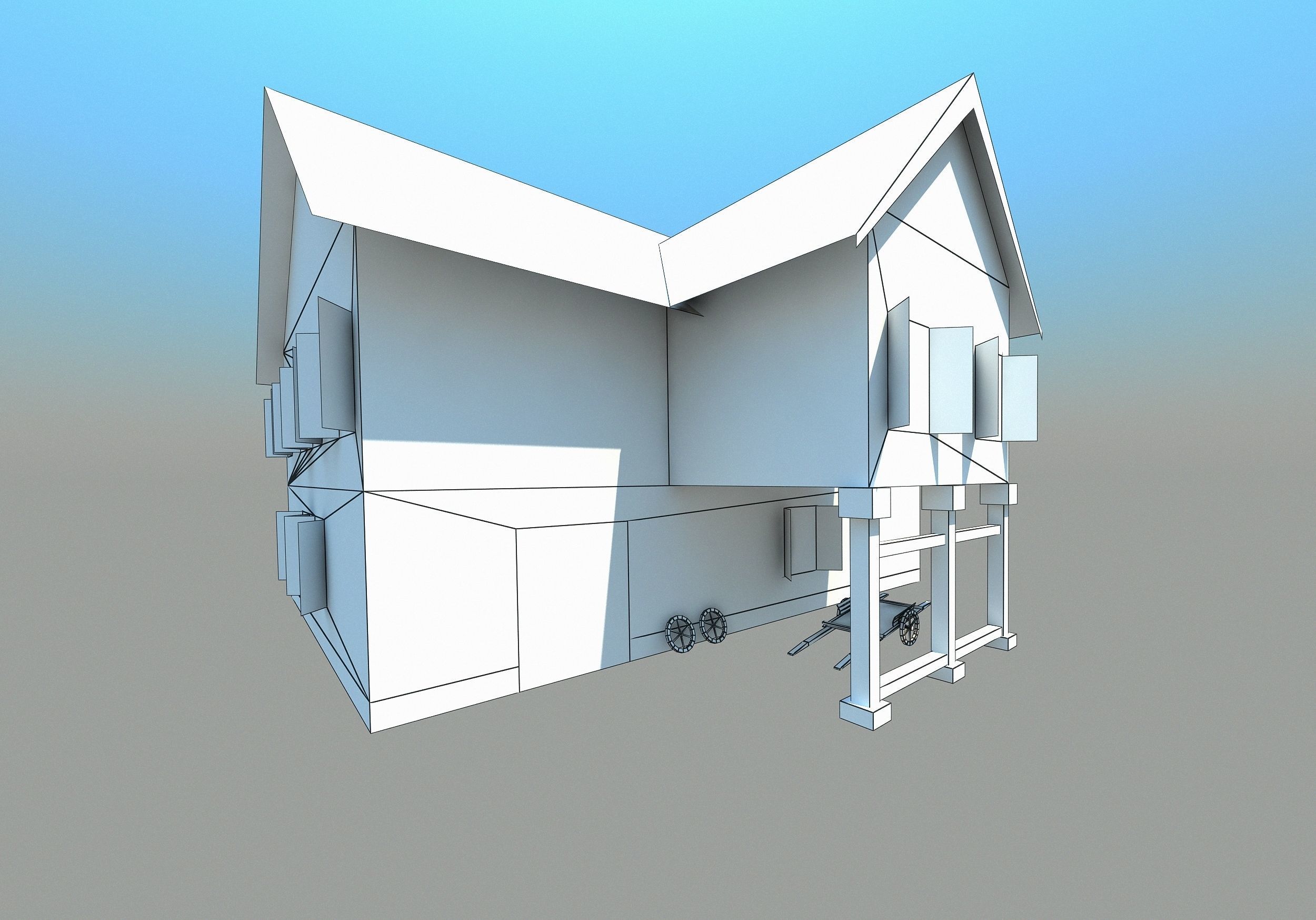 Medieval house - Low poly Low-poly 3D model_5