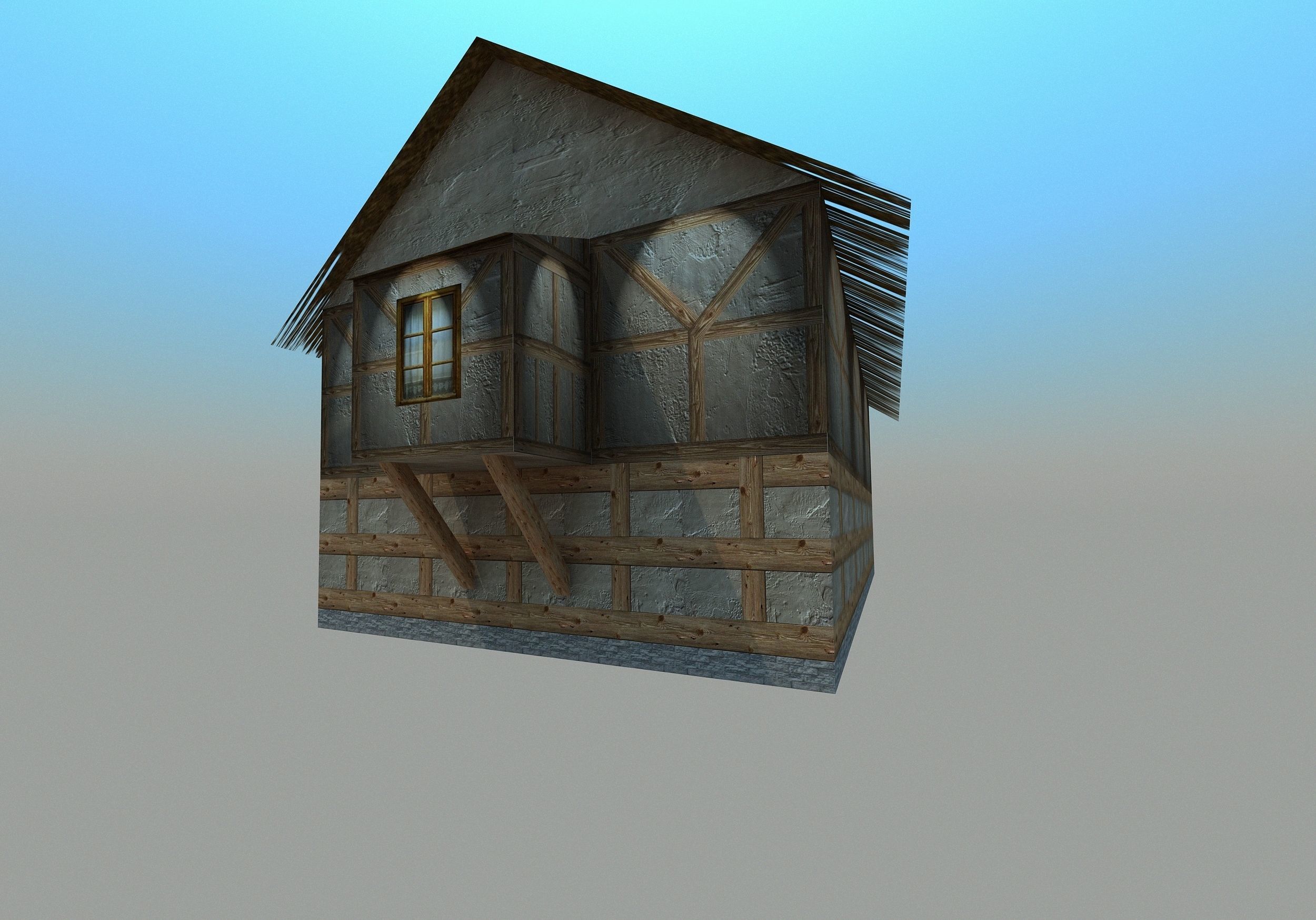 Medieval house - Low poly Low-poly 3D model_2