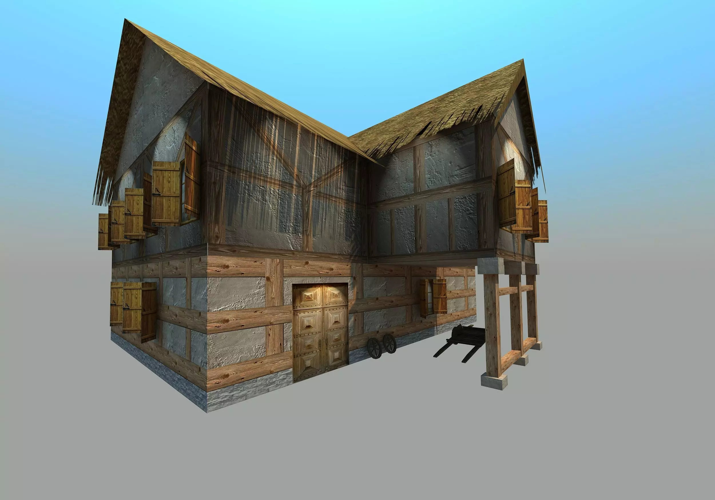 Medieval house - Low poly Low-poly 3D model_0