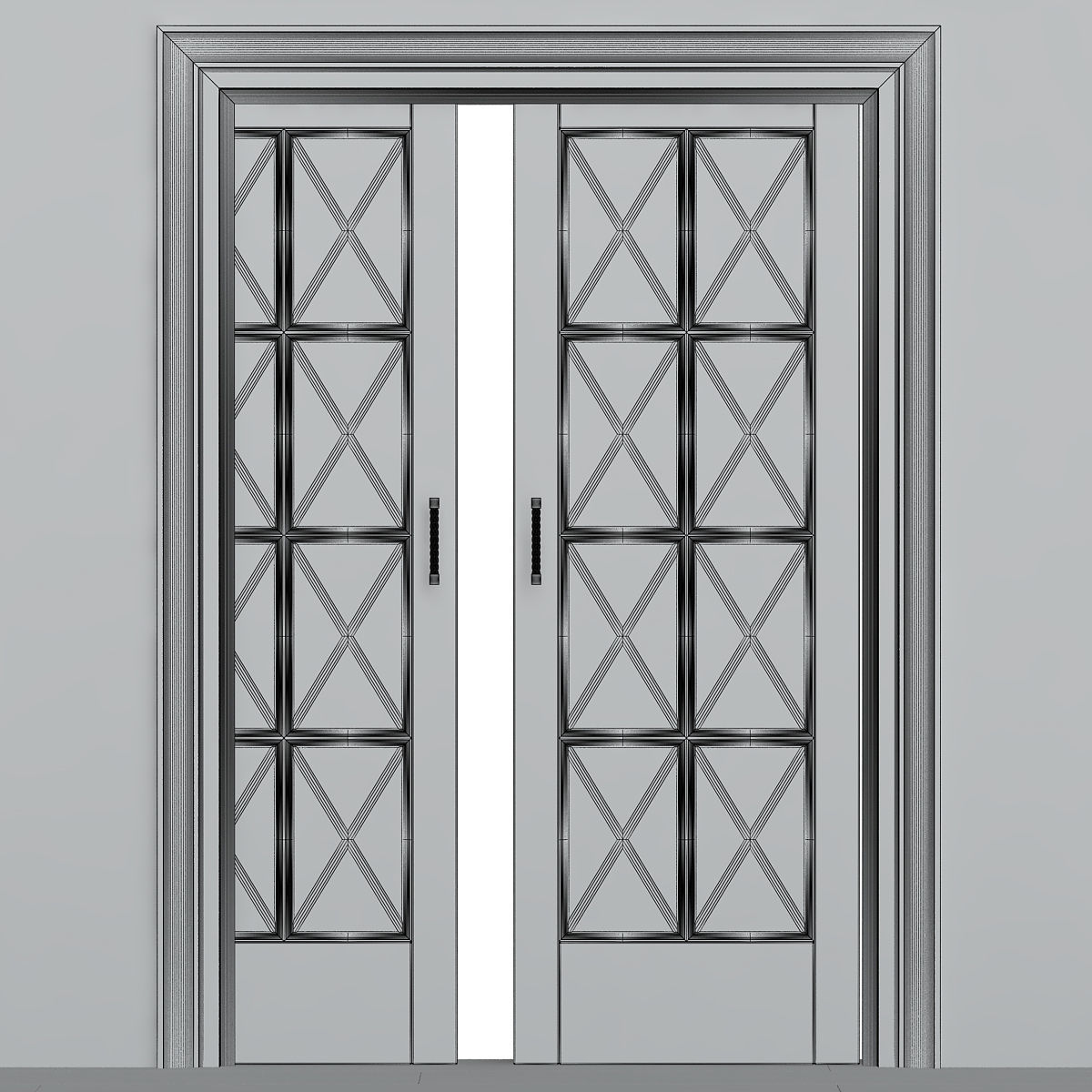 Classic sliding door 3D model_1