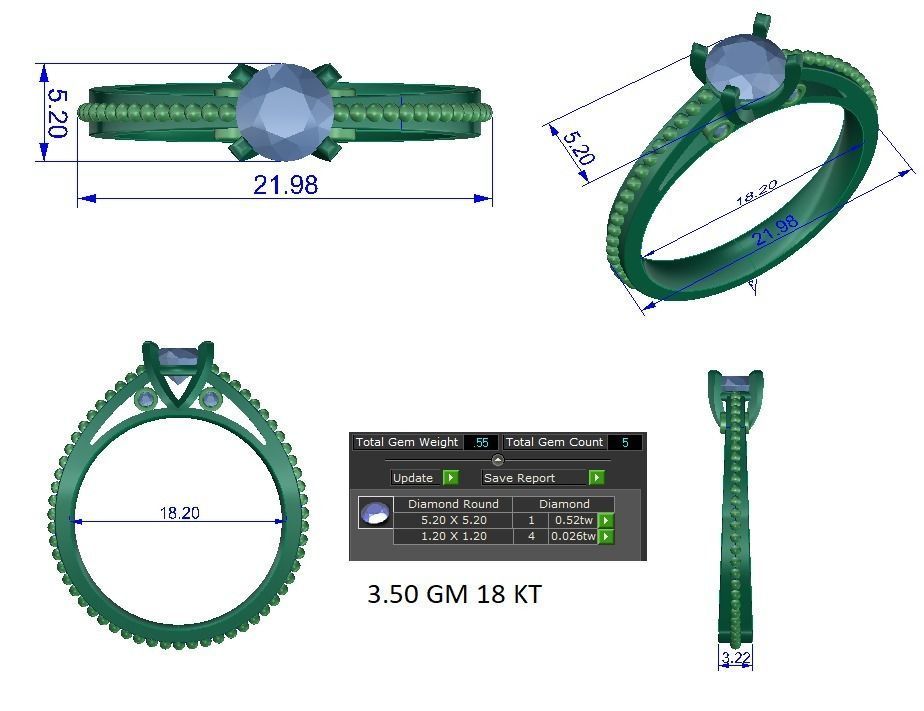 Solitaire ring 3dm stl render detail 3D print model 3D print model_1