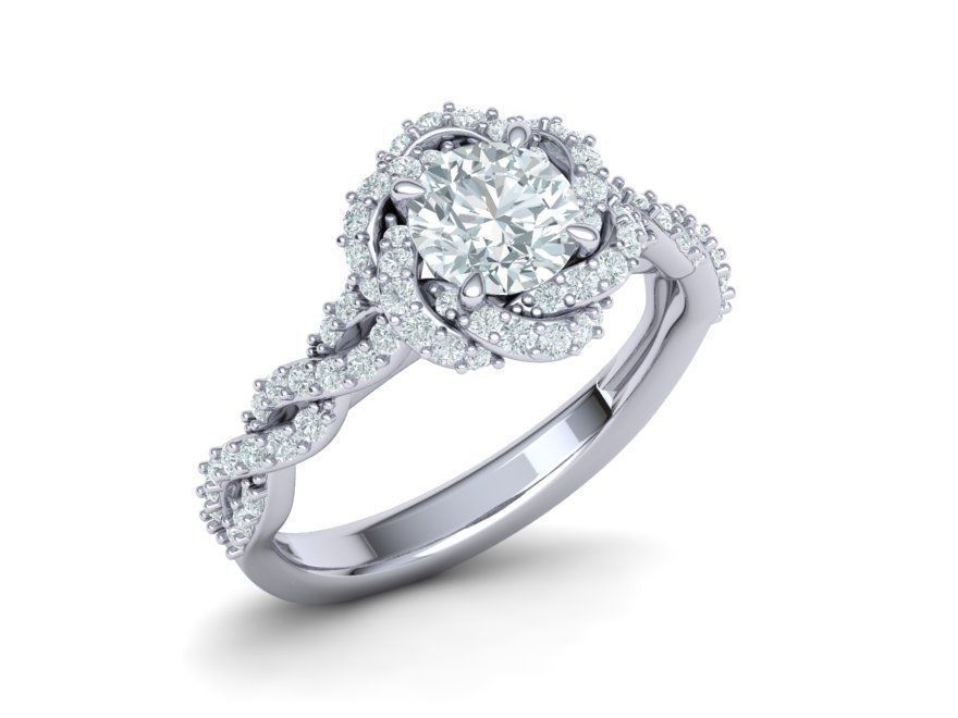 Weaving Halo Engagement ring 3dmodel 3D print model_9