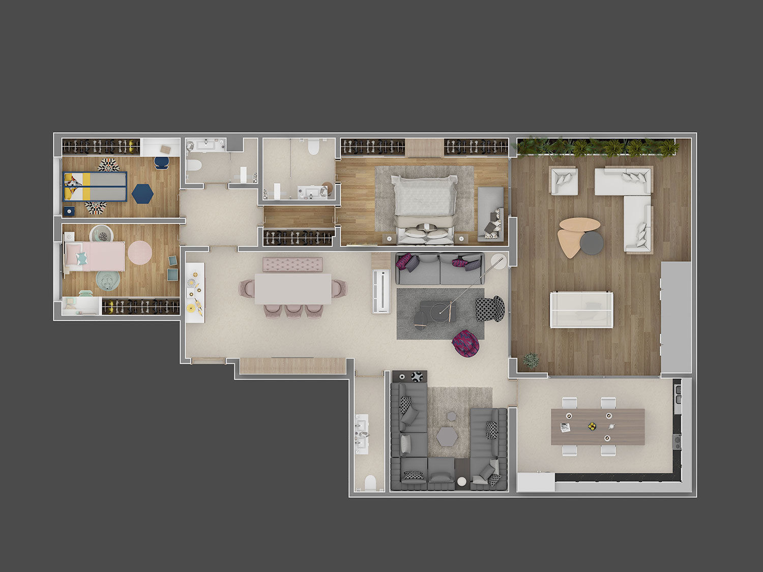appartement floor plan MODERN high quality hm1 3D model_6