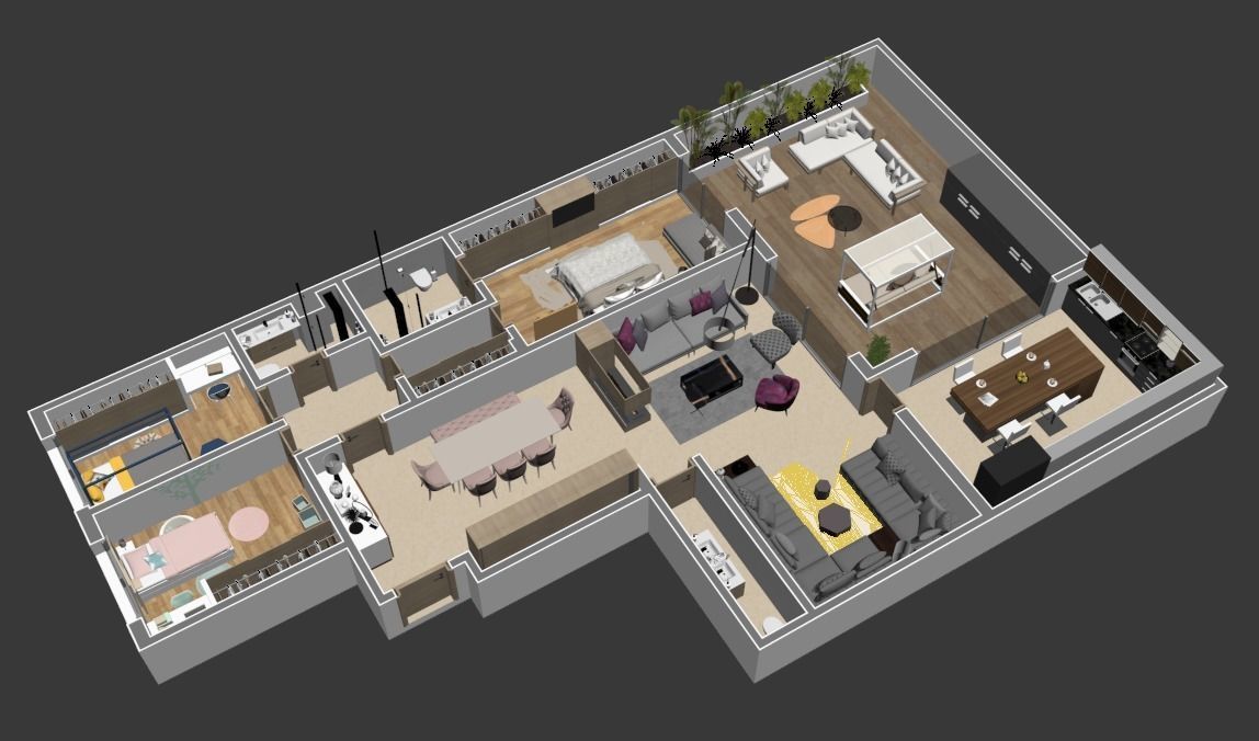 appartement floor plan MODERN high quality hm1 3D model_2