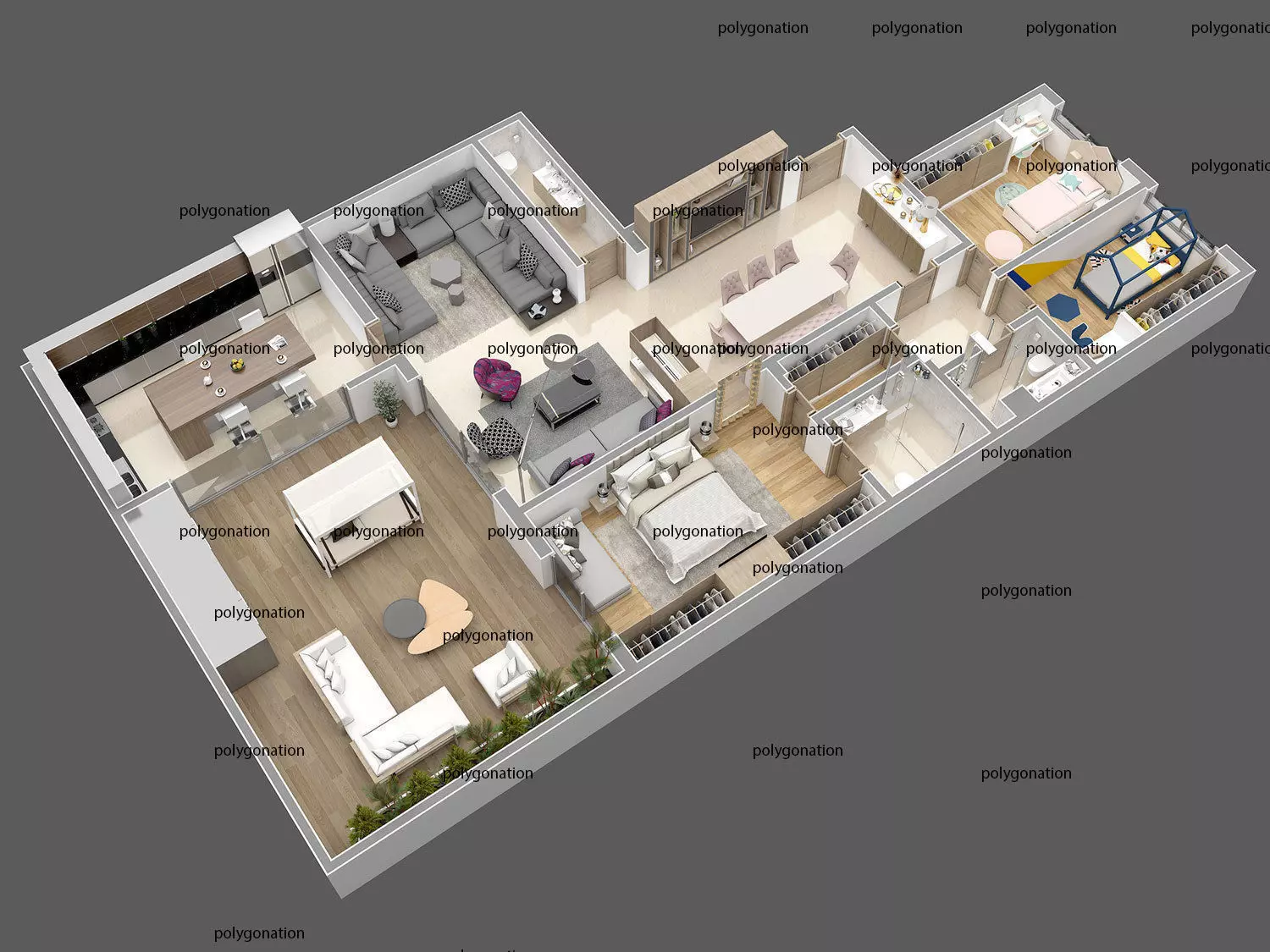 appartement floor plan MODERN high quality hm1 3D model_0