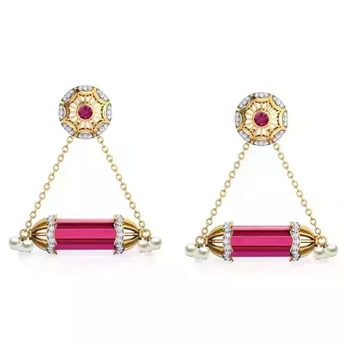 Hawa Gulabi Drop Earrings 