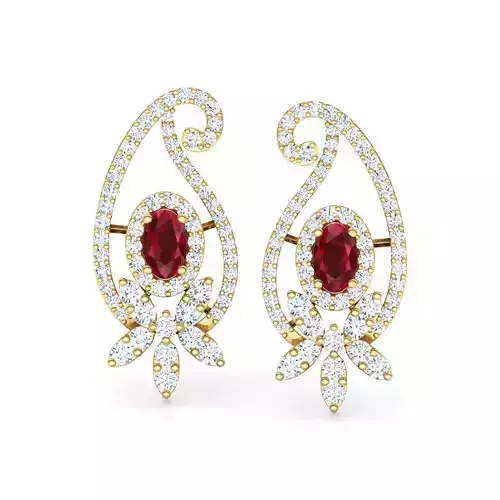 Paisley Petals Stud Earrings 3D print model