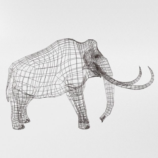 Mammoth woolly with tusks Low-poly 3D model_7