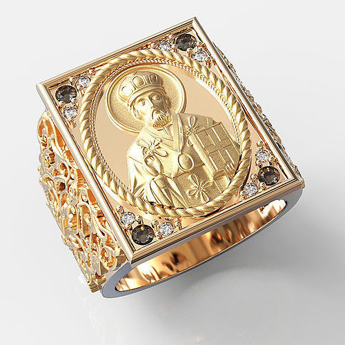 Mens ring Saint Nicholas  3D print model