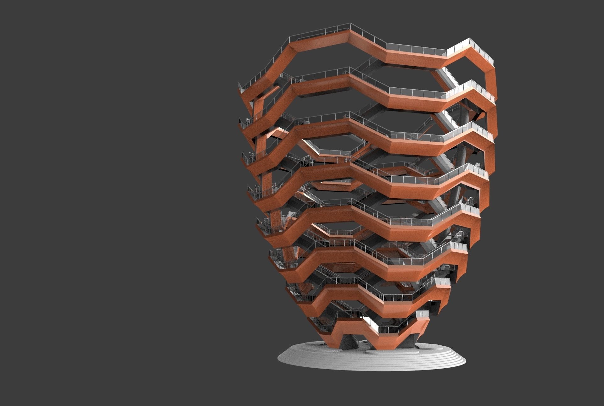 The Vessel - Hudson Yards Staircase - printable 3D model_6