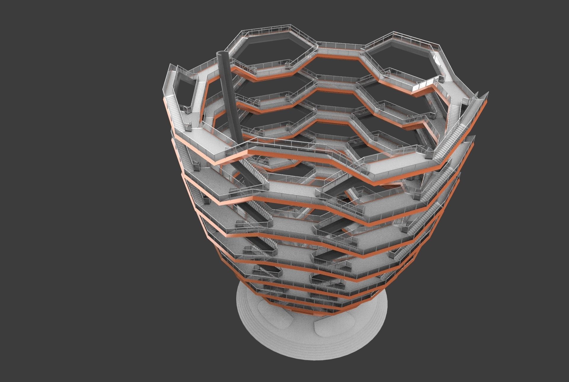 The Vessel - Hudson Yards Staircase - printable 3D model_8
