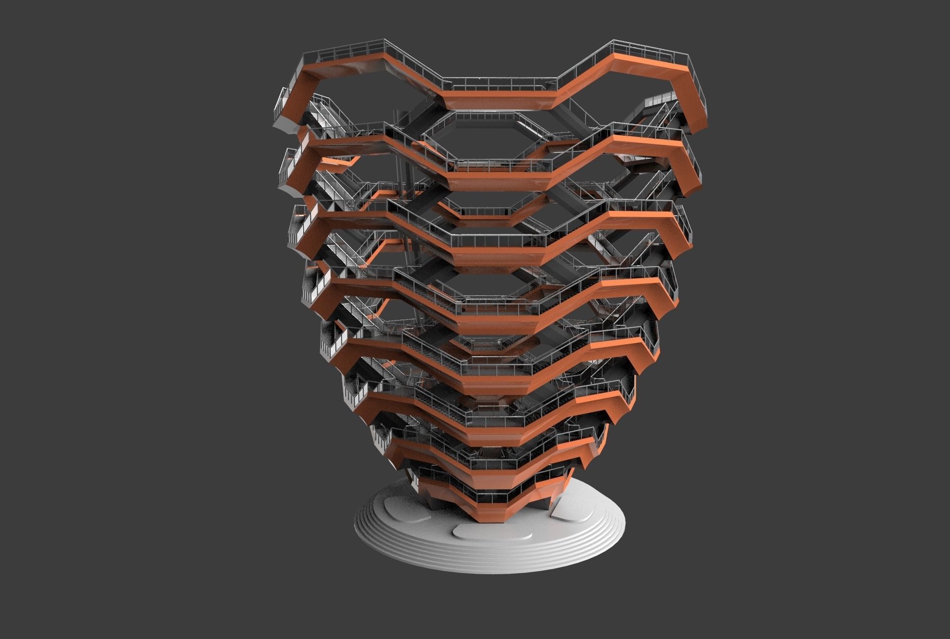 The Vessel - Hudson Yards Staircase - printable 3D model_9