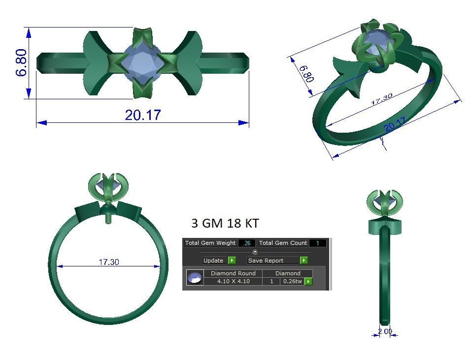 Solitaire ring 3dm stl render detail 3D print model 3D print model_1