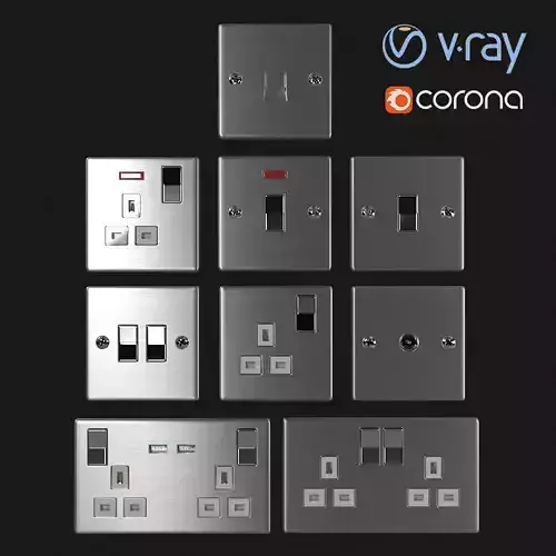 UK Sockets and Switches 3D model