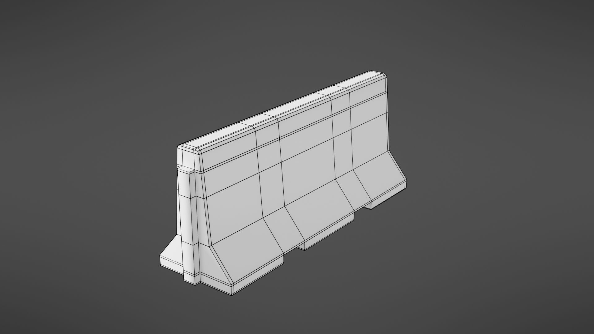 Concrete barrier Low-poly 3D model_34