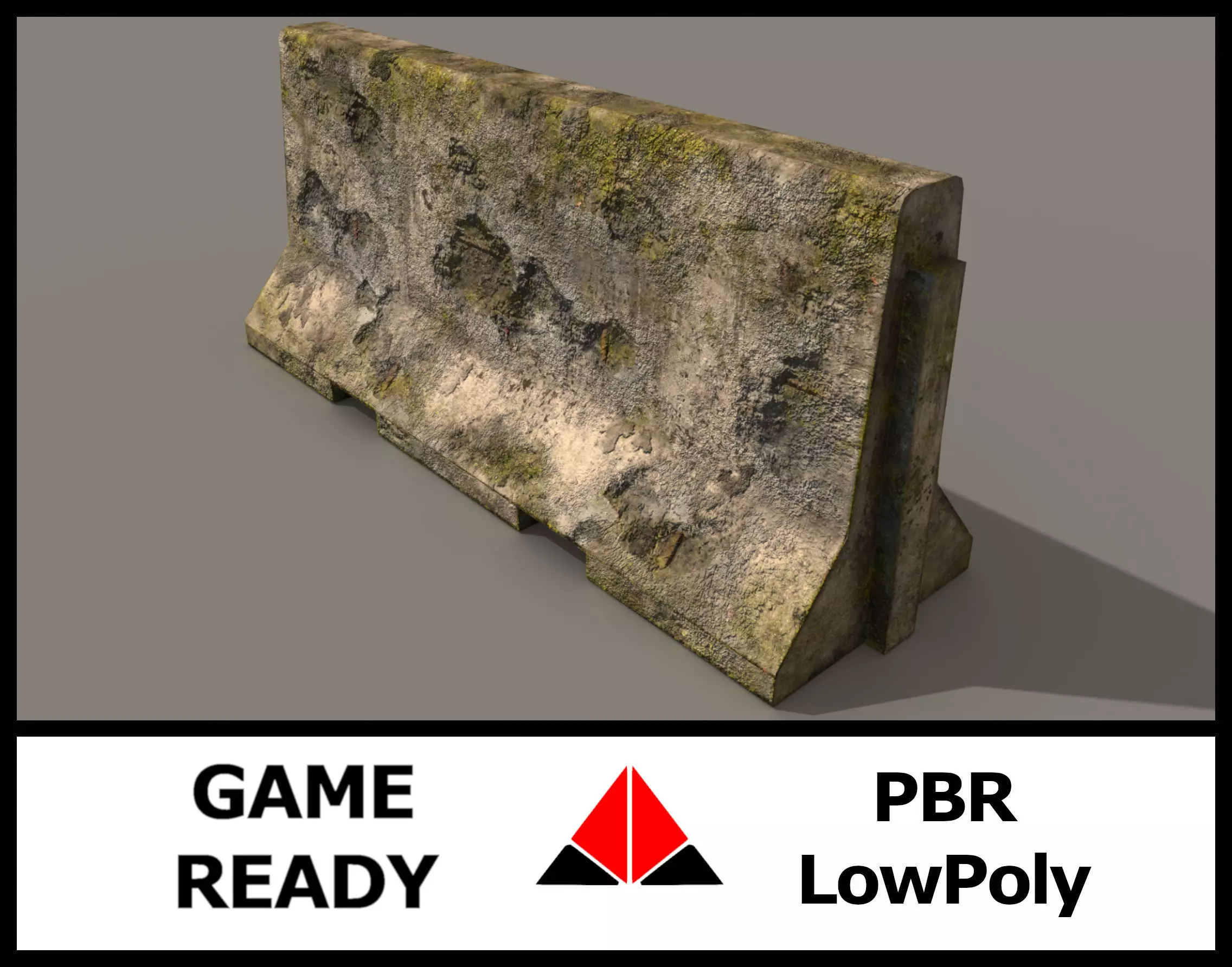 Concrete barrier Low-poly 3D model_0