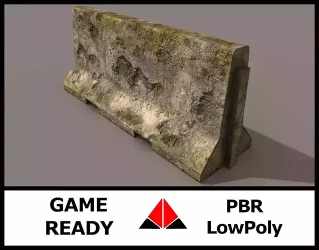 Concrete barrier Low-poly 3D model