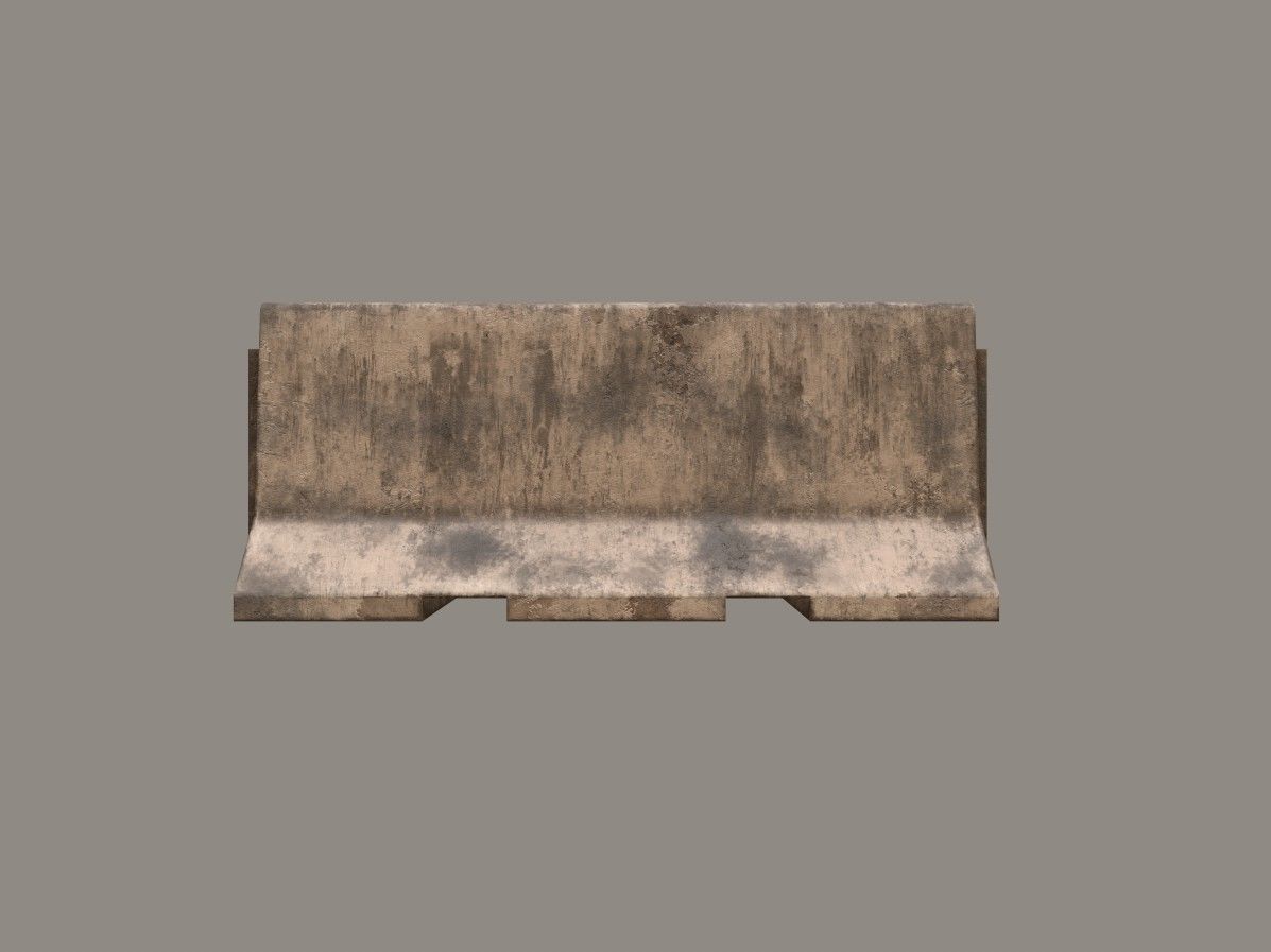 Concrete barrier Low-poly 3D model_2