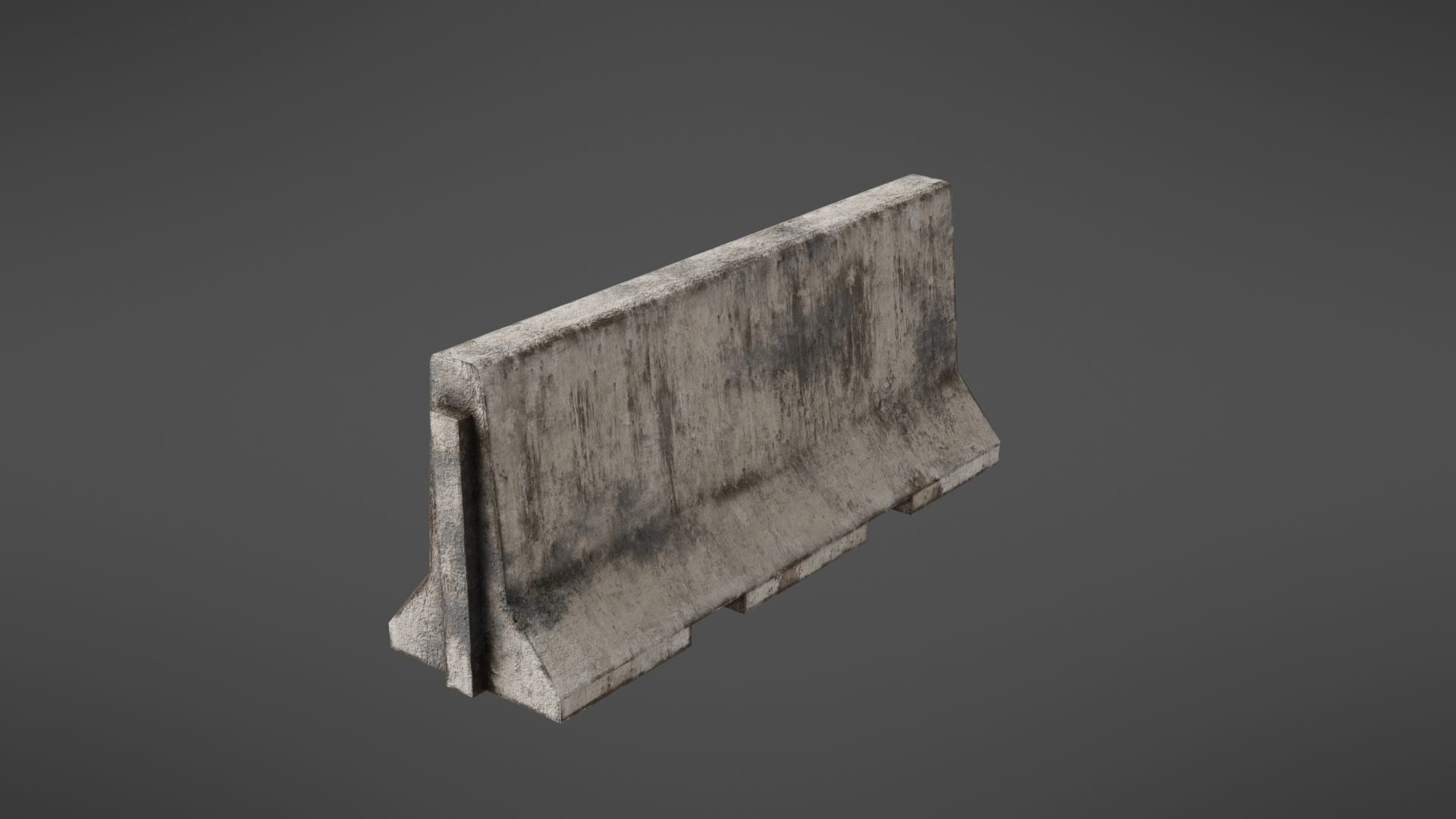 Concrete barrier Low-poly 3D model_9