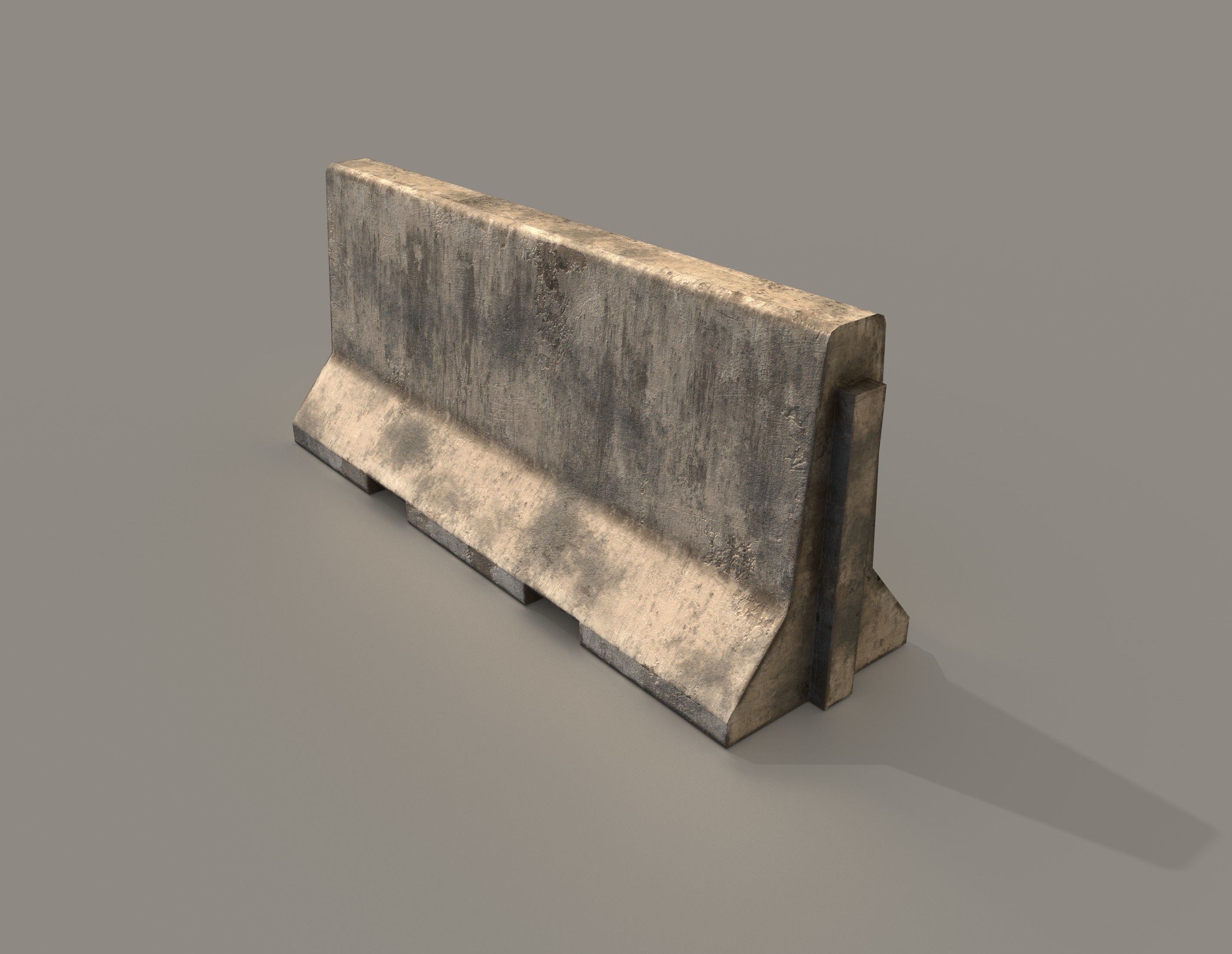 Concrete barrier Low-poly 3D model_1