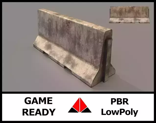 Concrete barrier Low-poly 3D model