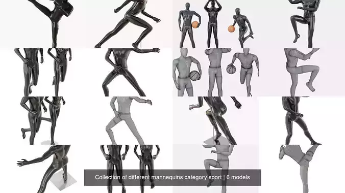 Collection of different mannequins category sport 