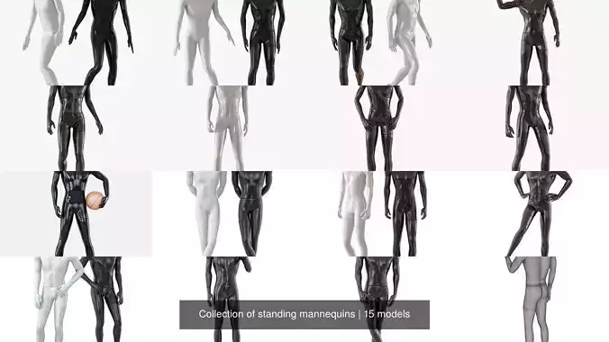 Collection of standing mannequins 