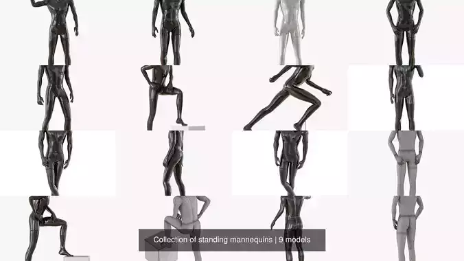 Collection of standing mannequins 