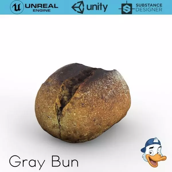 Gray Bun 3D model_0