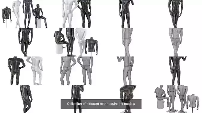 Collection of different mannequins 