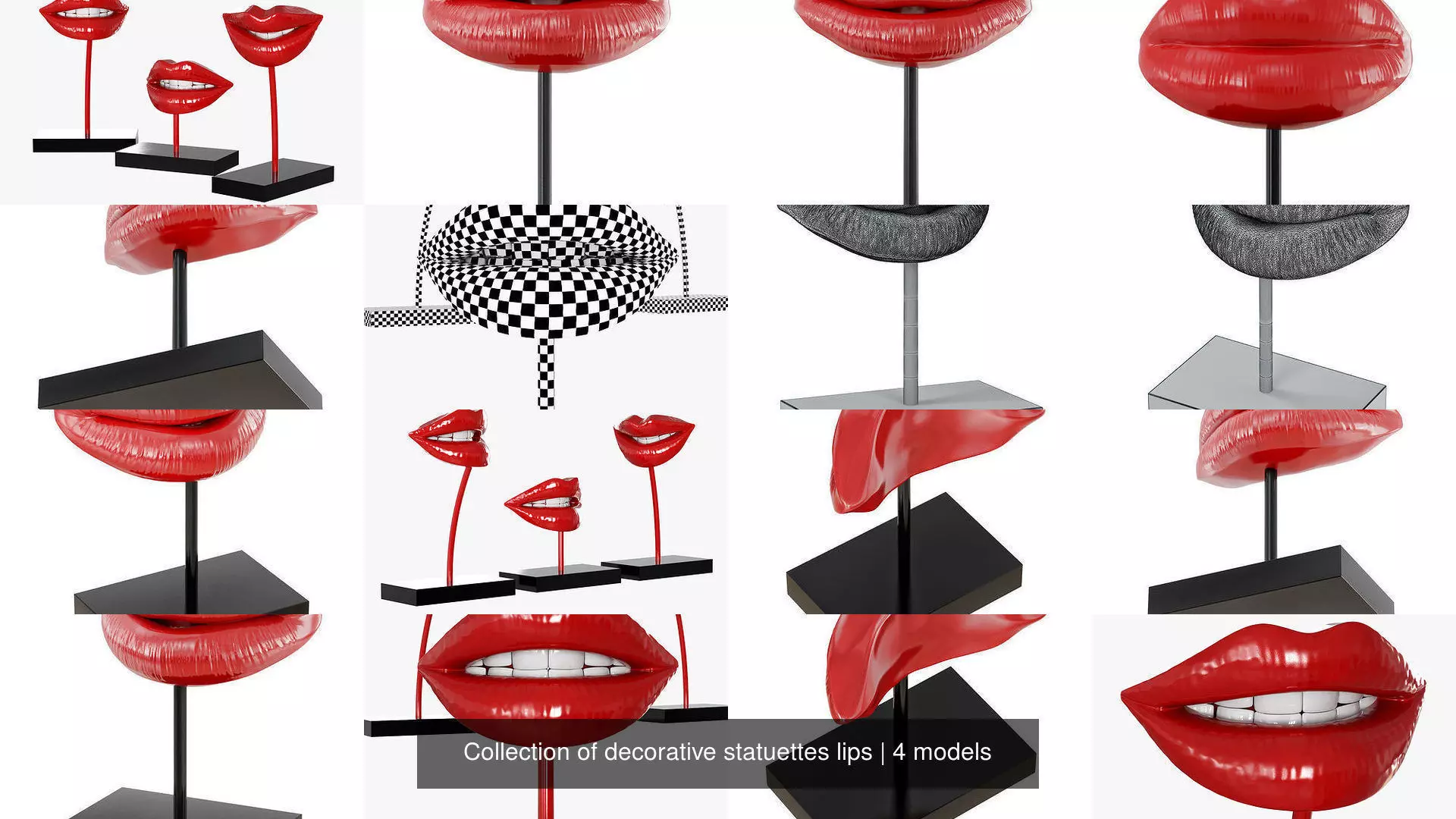 Collection of decorative statuettes lips _0